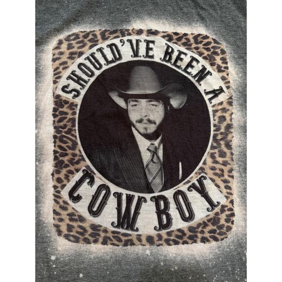 Post Malone TShirt Mens Large Should've Been A Cowboy Gray Leopard Concert Tee - Picture 3 of 6